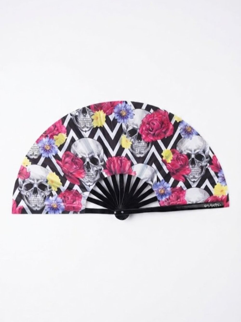 Dirt Squirrel Floral Skull Hand Fan